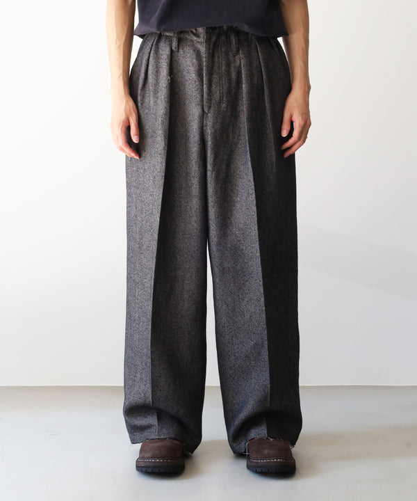 SHRINK WOOL WIDE SLACKS - ANCELLM