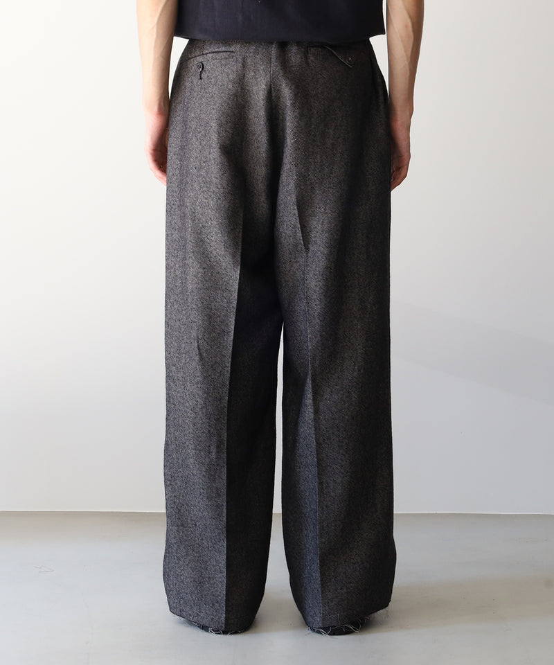SHRINK WOOL WIDE SLACKS - ANCELLM