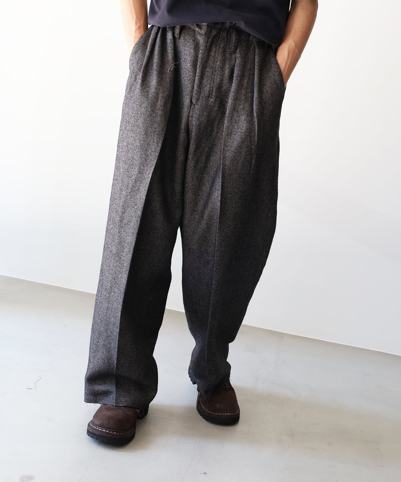 SHRINK WOOL WIDE SLACKS - ANCELLM