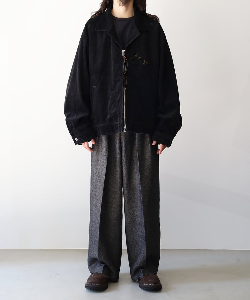 SHRINK WOOL WIDE SLACKS - ANCELLM