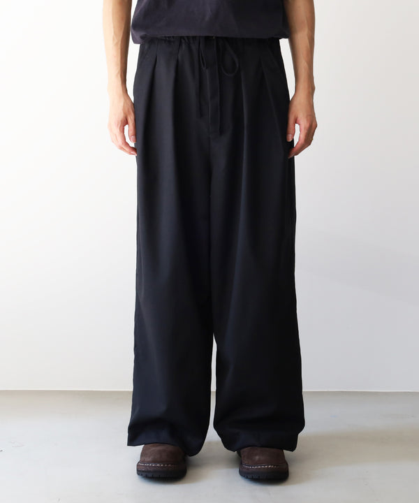 WOOL CALMSSKIN TUCK EASY SLACKS - ANCELLM