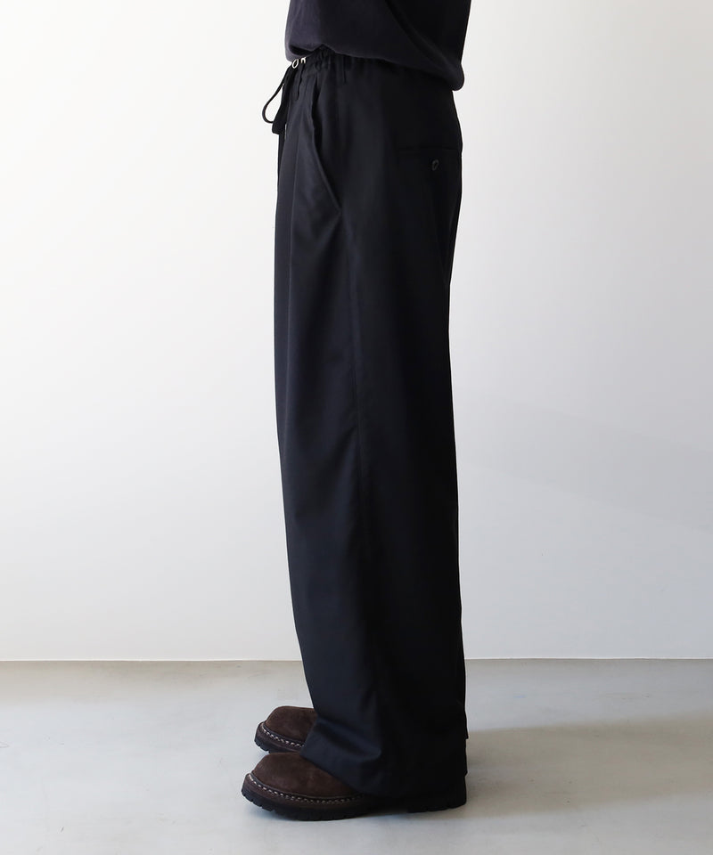 LAST1>> WOOL CALMSSKIN TUCK EASY SLACKS - ANCELLM