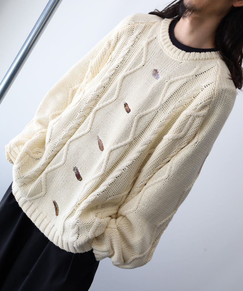 EMBROIDERY CABLE STICH KNIT - ANCELLM
