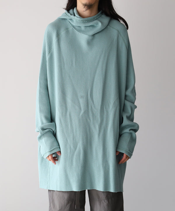 ORGANIZED HOODED PULLOVER LONG TOP / COTTON THERMAL -SandWaterr