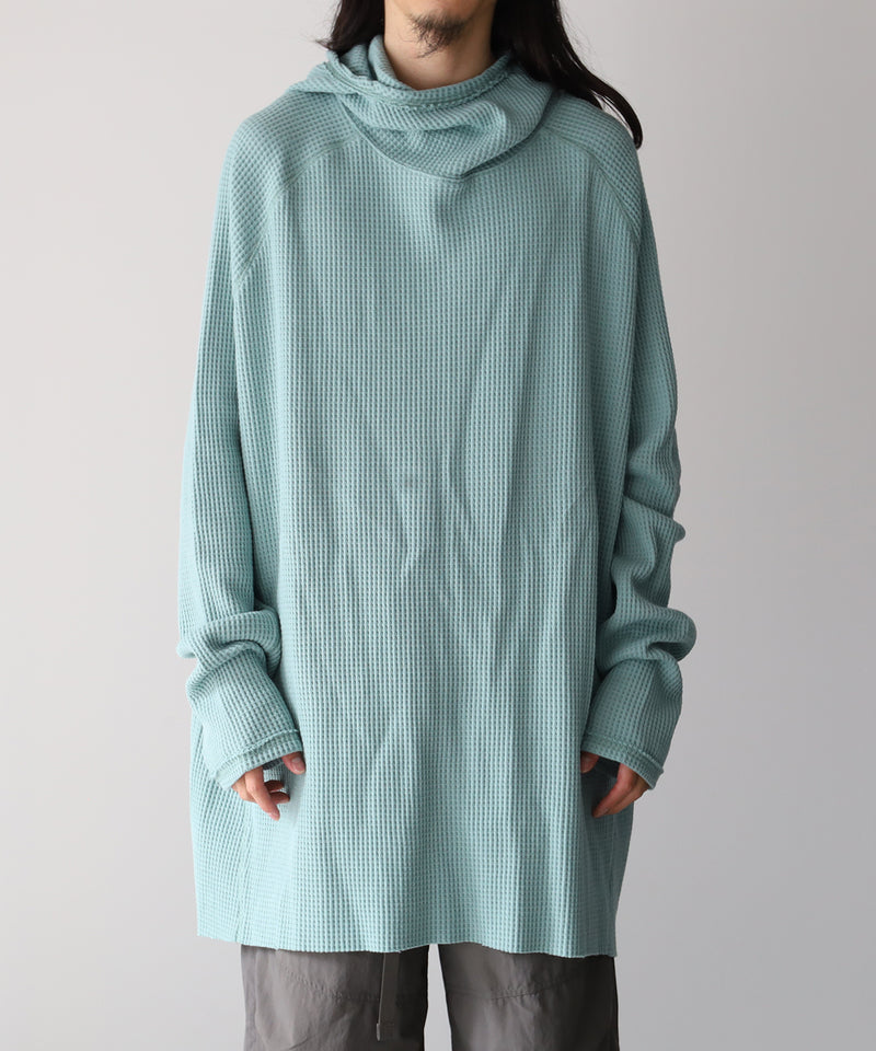ORGANIZED HOODED PULLOVER LONG TOP / COTTON THERMAL -SandWaterr