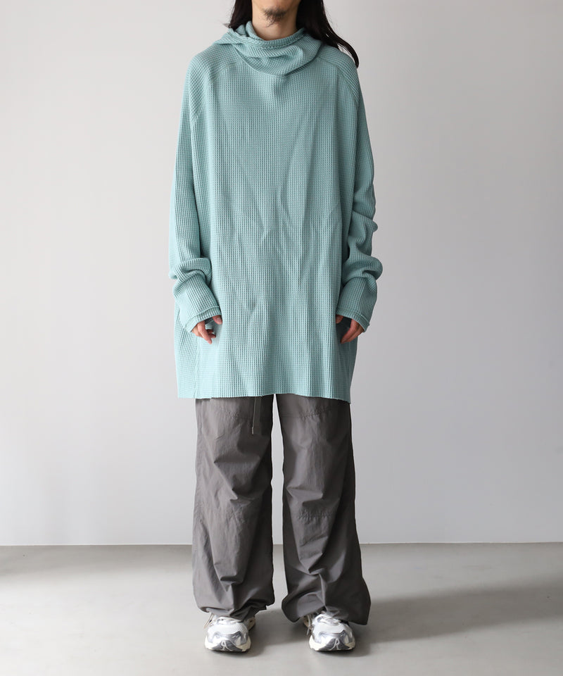 ORGANIZED HOODED PULLOVER LONG TOP / COTTON THERMAL -SandWaterr