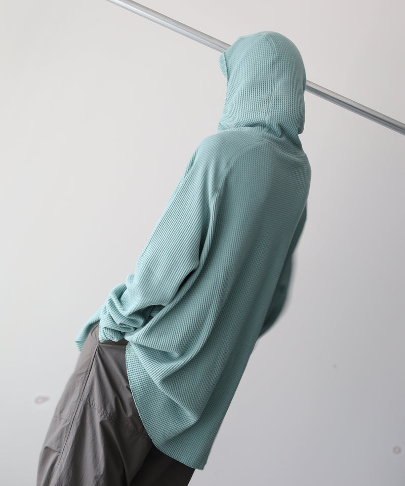 ORGANIZED HOODED PULLOVER LONG TOP / COTTON THERMAL -SandWaterr