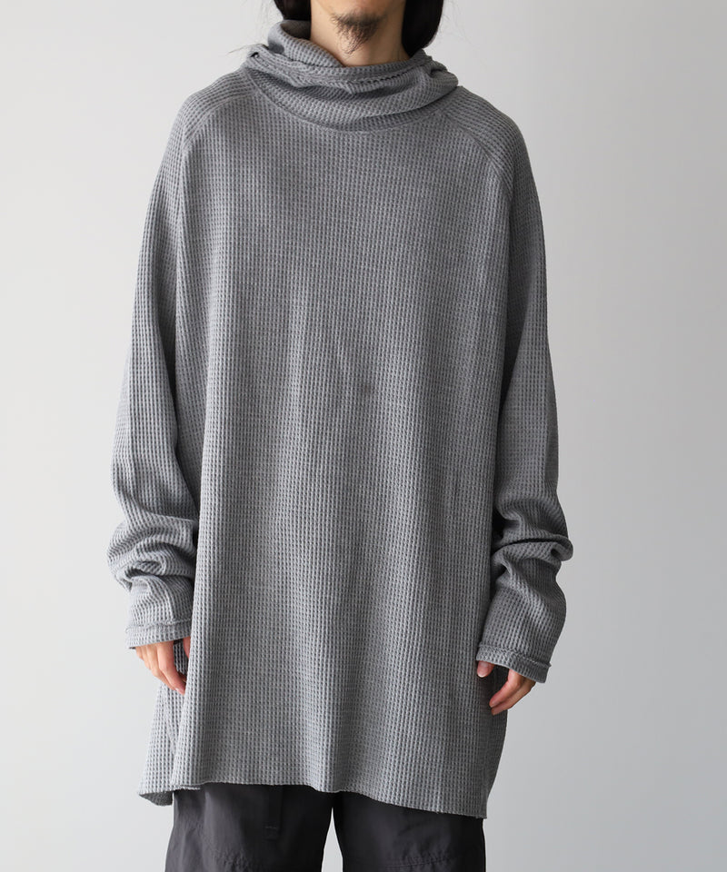 ORGANIZED HOODED PULLOVER LONG TOP / COTTON THERMAL -SandWaterr