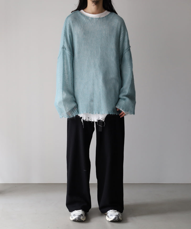 RESEARCHED  BOAT NECK SWEATER /  MOHAIR MIX YARN -SandWaterr