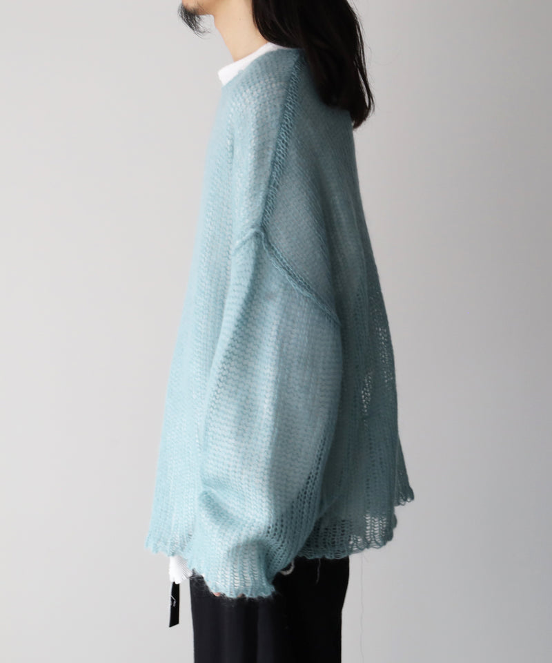RESEARCHED  BOAT NECK SWEATER /  MOHAIR MIX YARN -SandWaterr