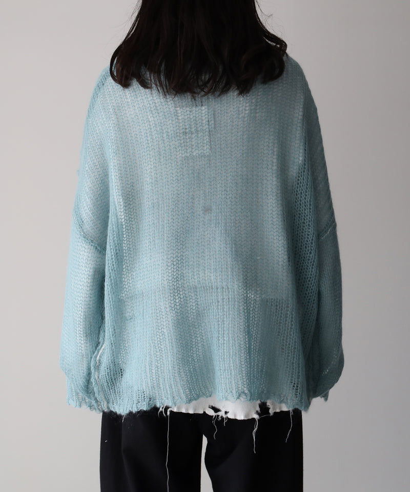 RESEARCHED  BOAT NECK SWEATER /  MOHAIR MIX YARN -SandWaterr