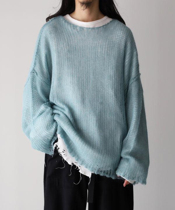 RESEARCHED  BOAT NECK SWEATER /  MOHAIR MIX YARN -SandWaterr