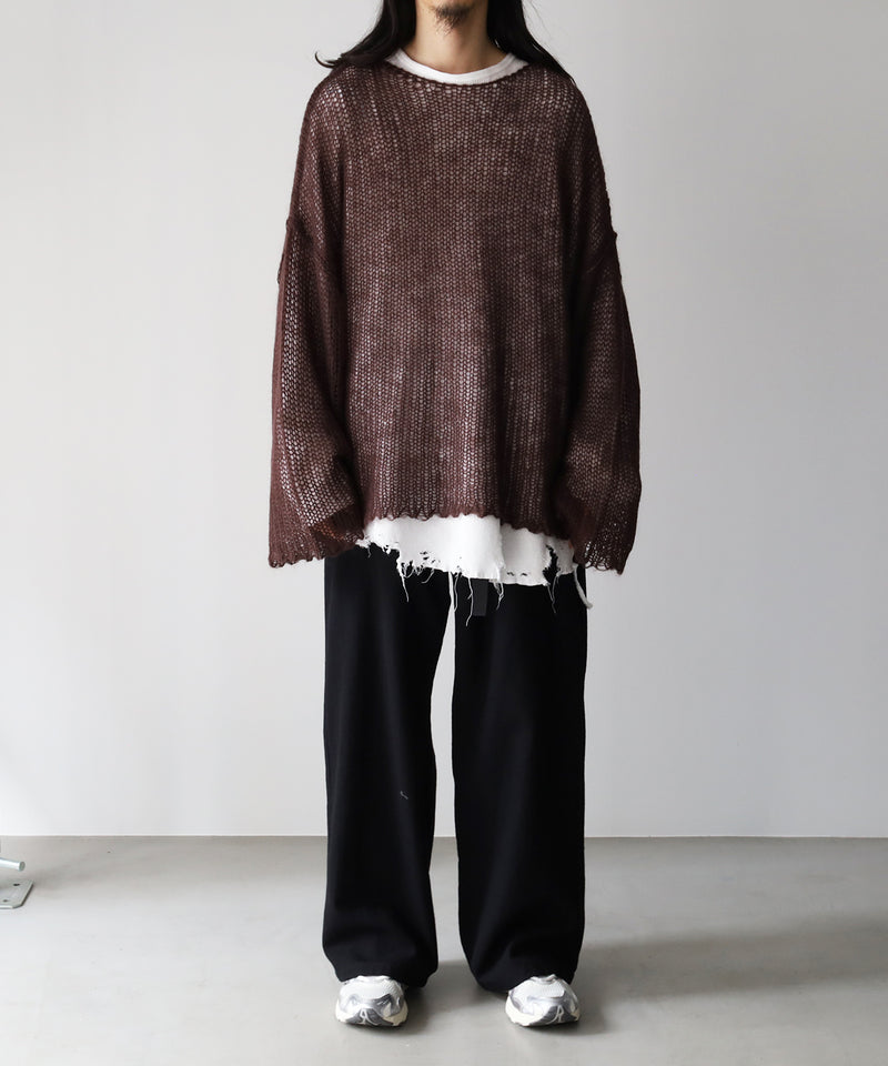 RESEARCHED  BOAT NECK SWEATER /  MOHAIR MIX YARN -SandWaterr