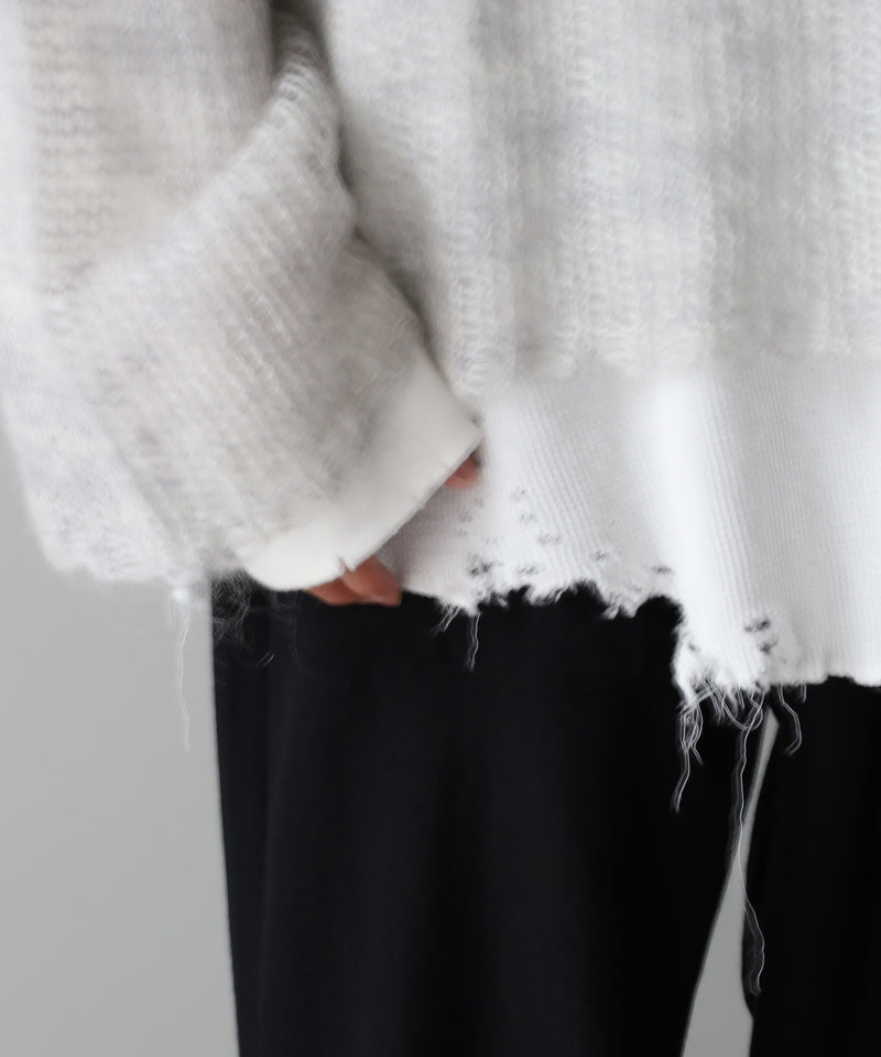 RESEARCHED  BOAT NECK SWEATER /  MOHAIR MIX YARN -SandWaterr