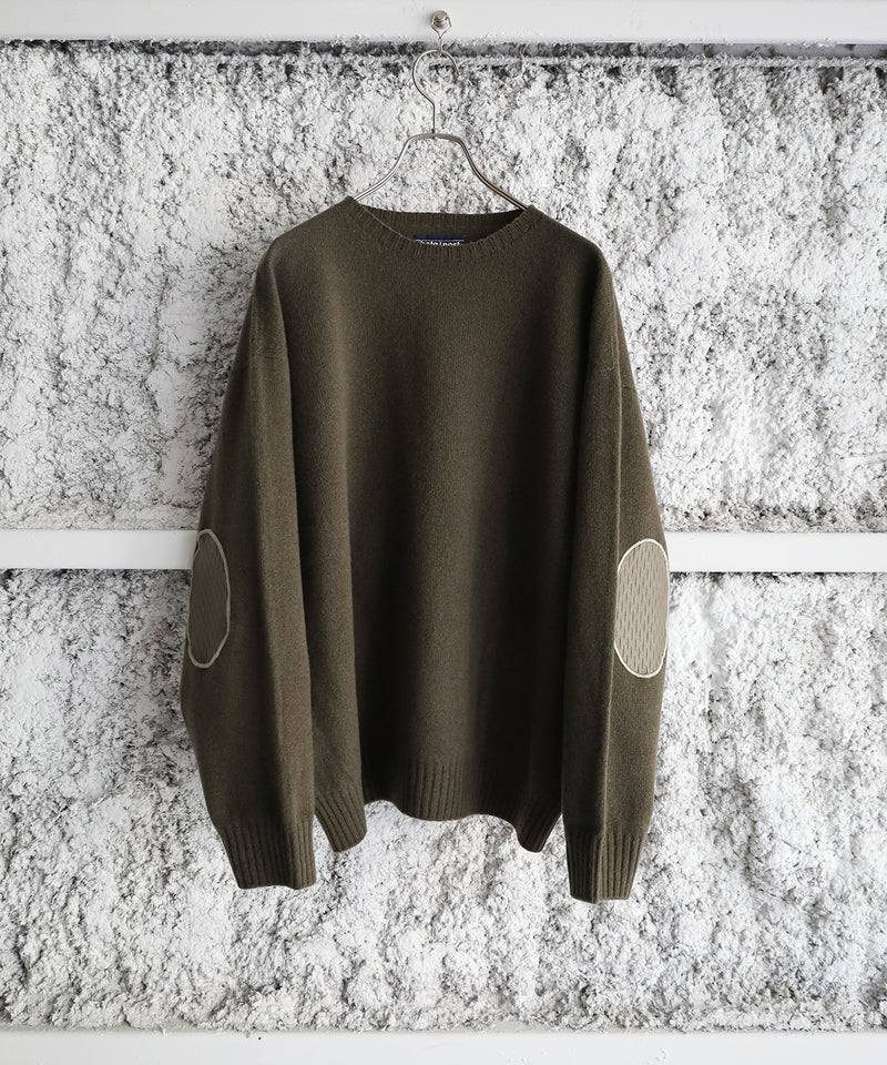 slited leather elbow patch sweater - beta post