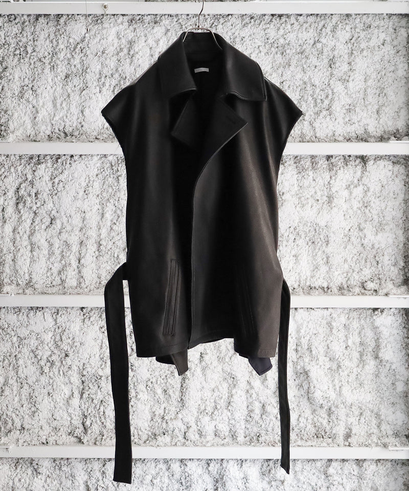 ex. Leather Short Trench Vest - Blanc YM