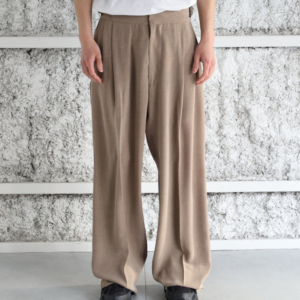 MELANGE TWILL SIDE BELTED WIDE TROUSERS - RAINMAKER – C THE C