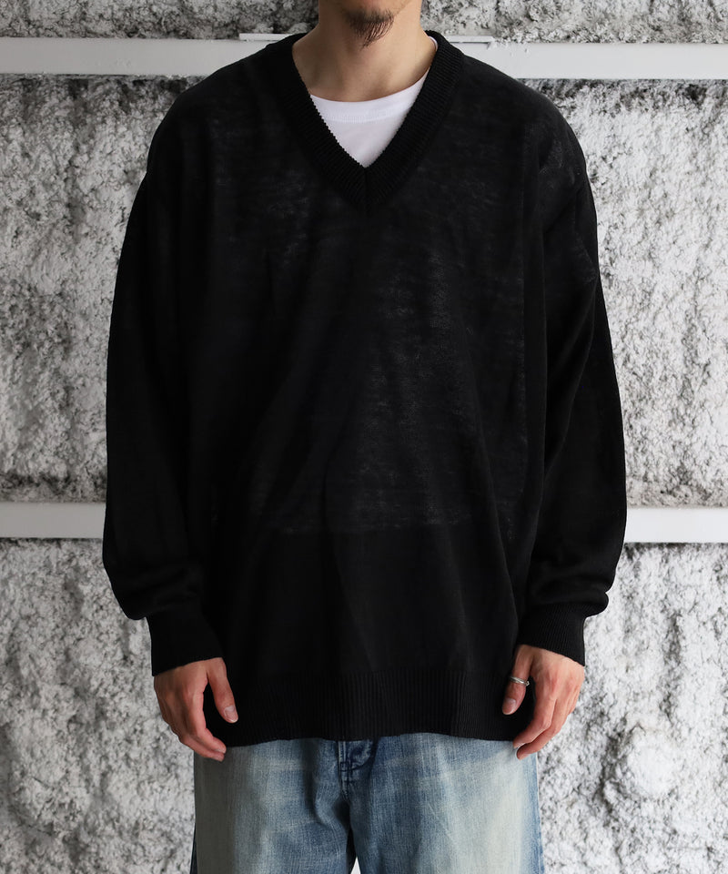 ex. Organic hemp V-neck sweater - walenode