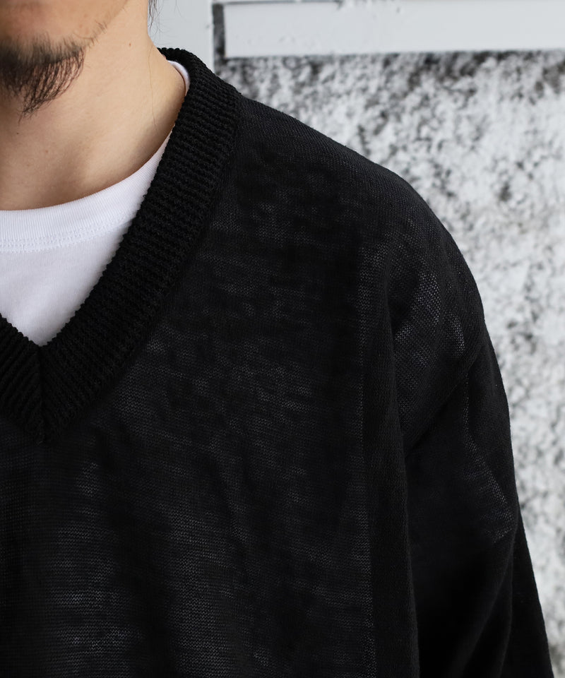 ex. Organic hemp V-neck sweater - walenode