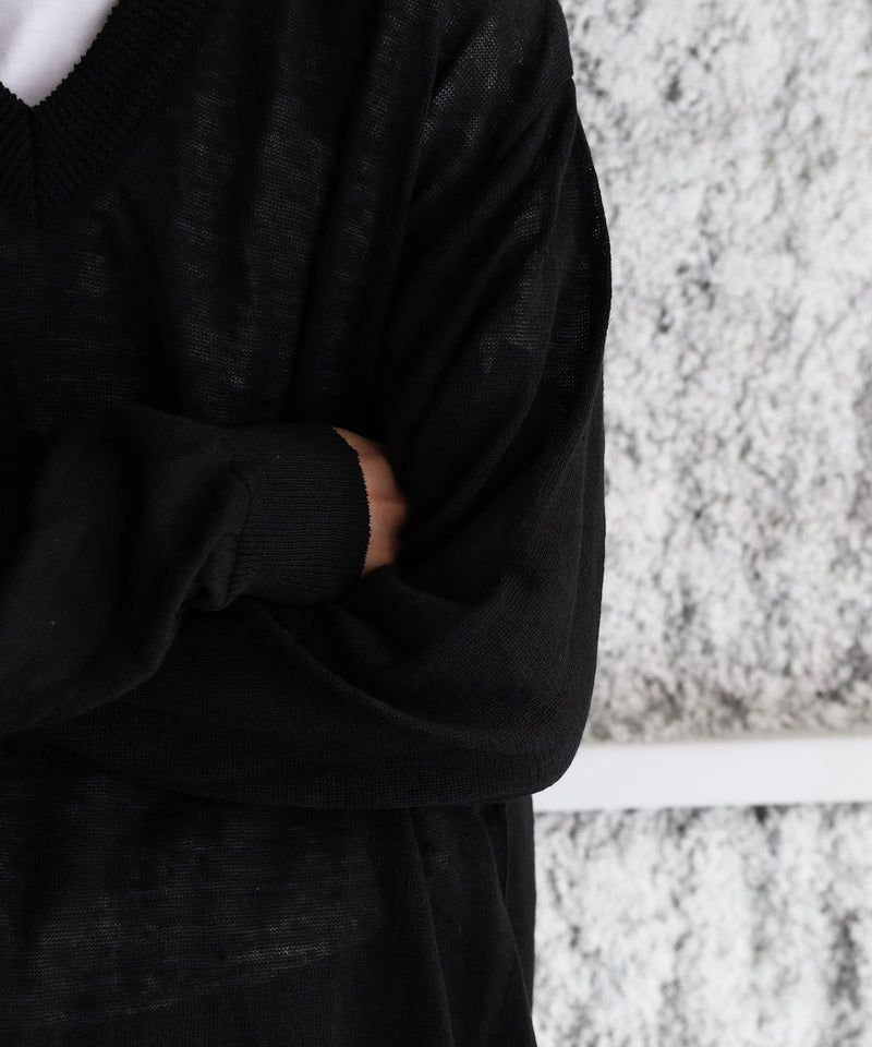 ex. Organic hemp V-neck sweater - walenode