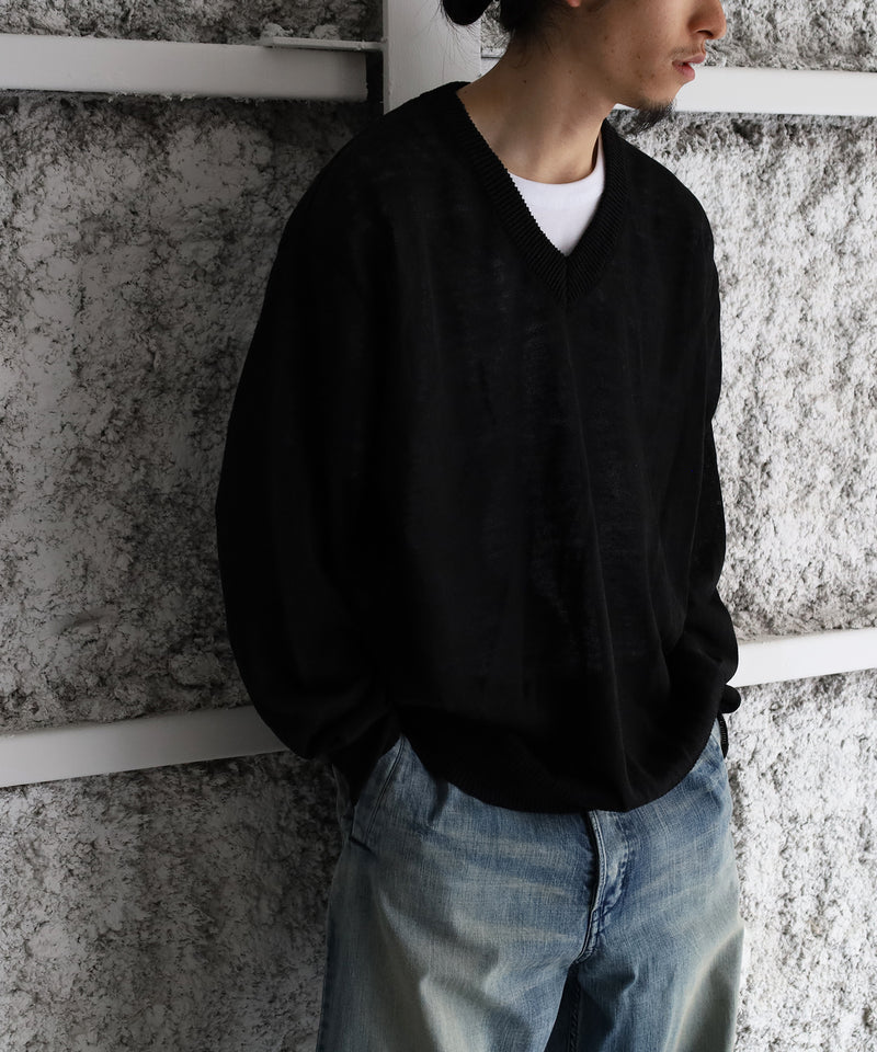 ex. Organic hemp V-neck sweater - walenode
