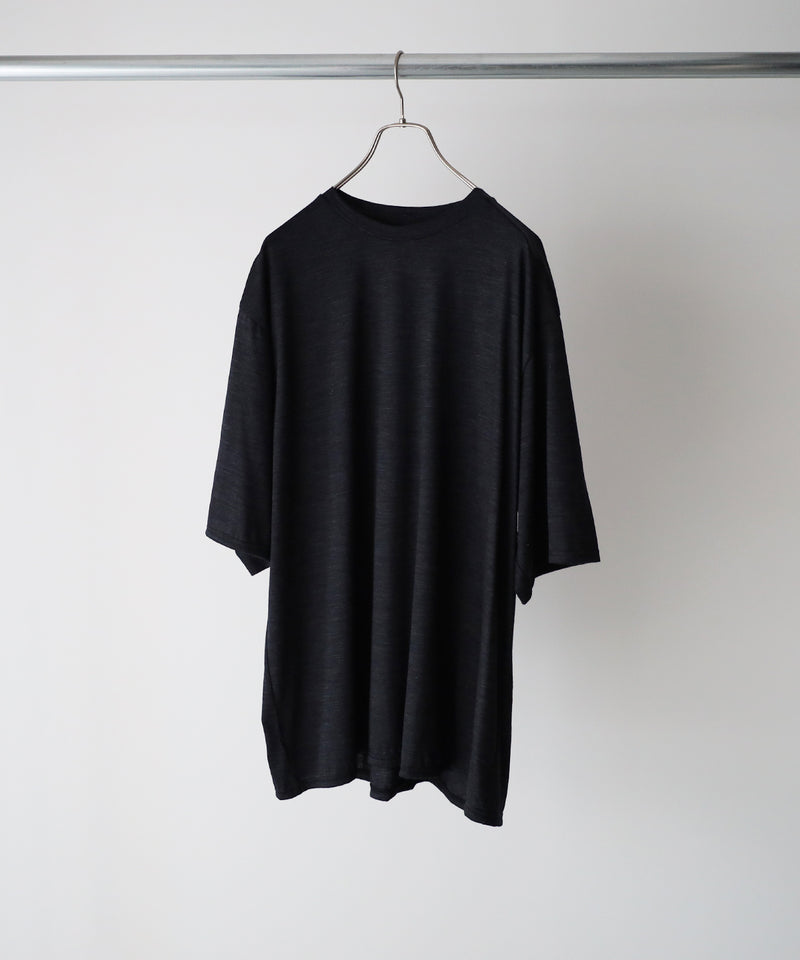 SUPER120's WOOL SINGLE JERSEY WASHABLE CREW NECK TEE - marka
