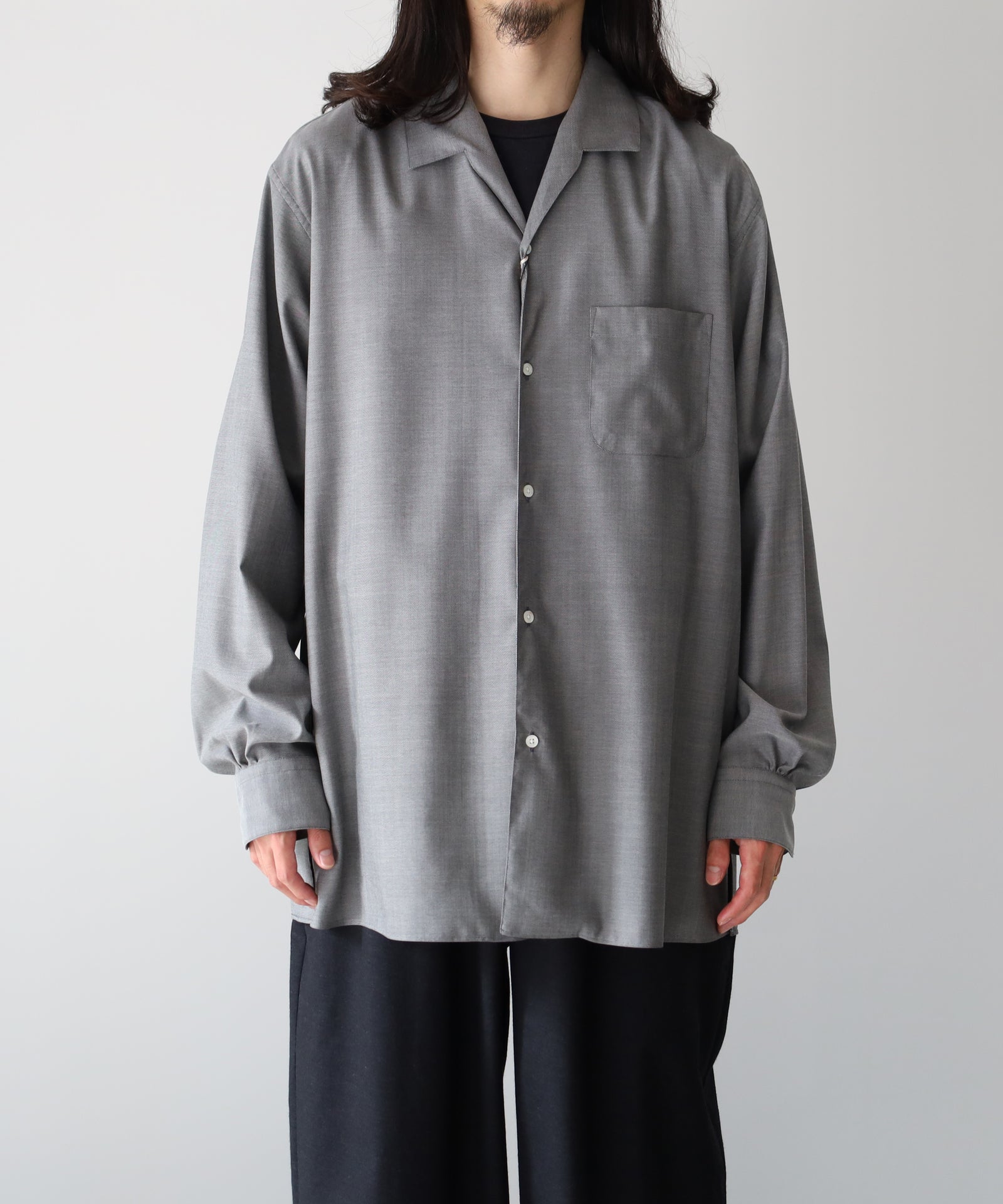 MARKAWARE ワークシャツ オーガニックコットン30/1引き揃えBD天竺 バスクシャツ, Black