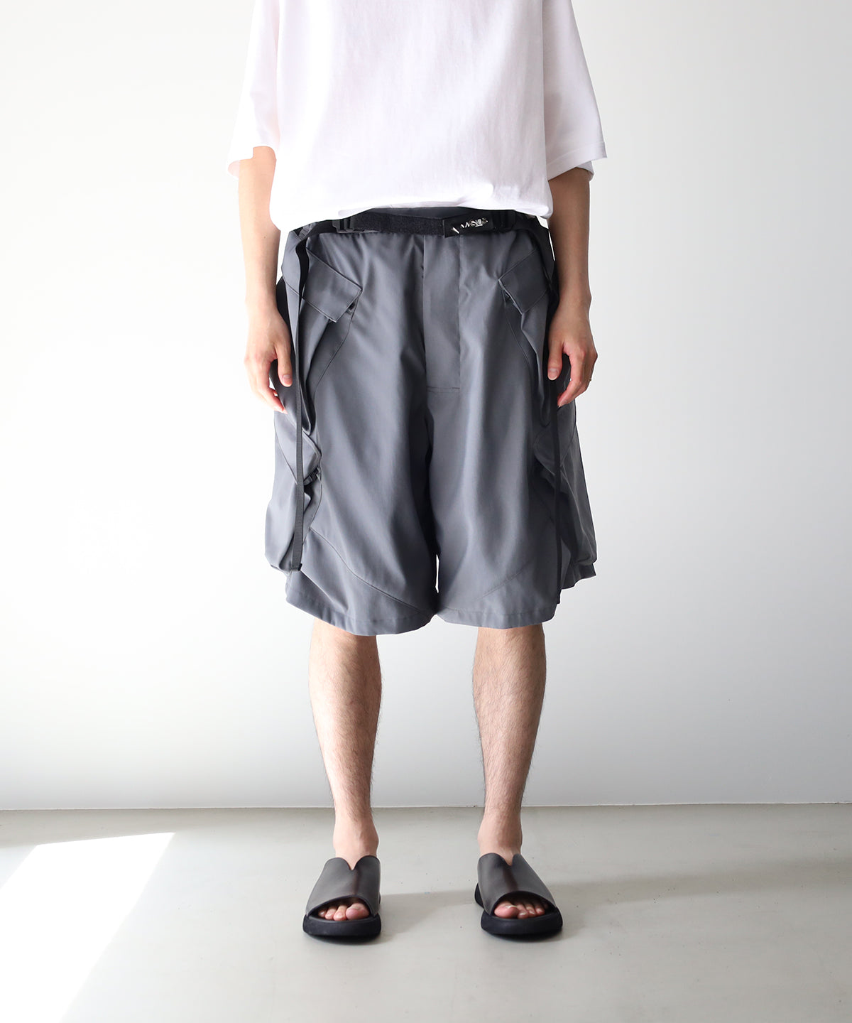 LAST1>> SP56A-M NYLON STRETCH DOUBLE CARGO SHORT PANTS