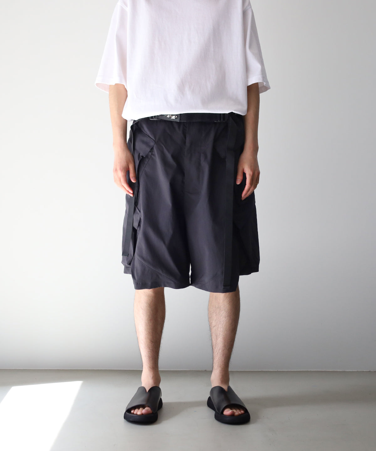 LAST1>> SP56A-M NYLON STRETCH DOUBLE CARGO SHORT PANTS