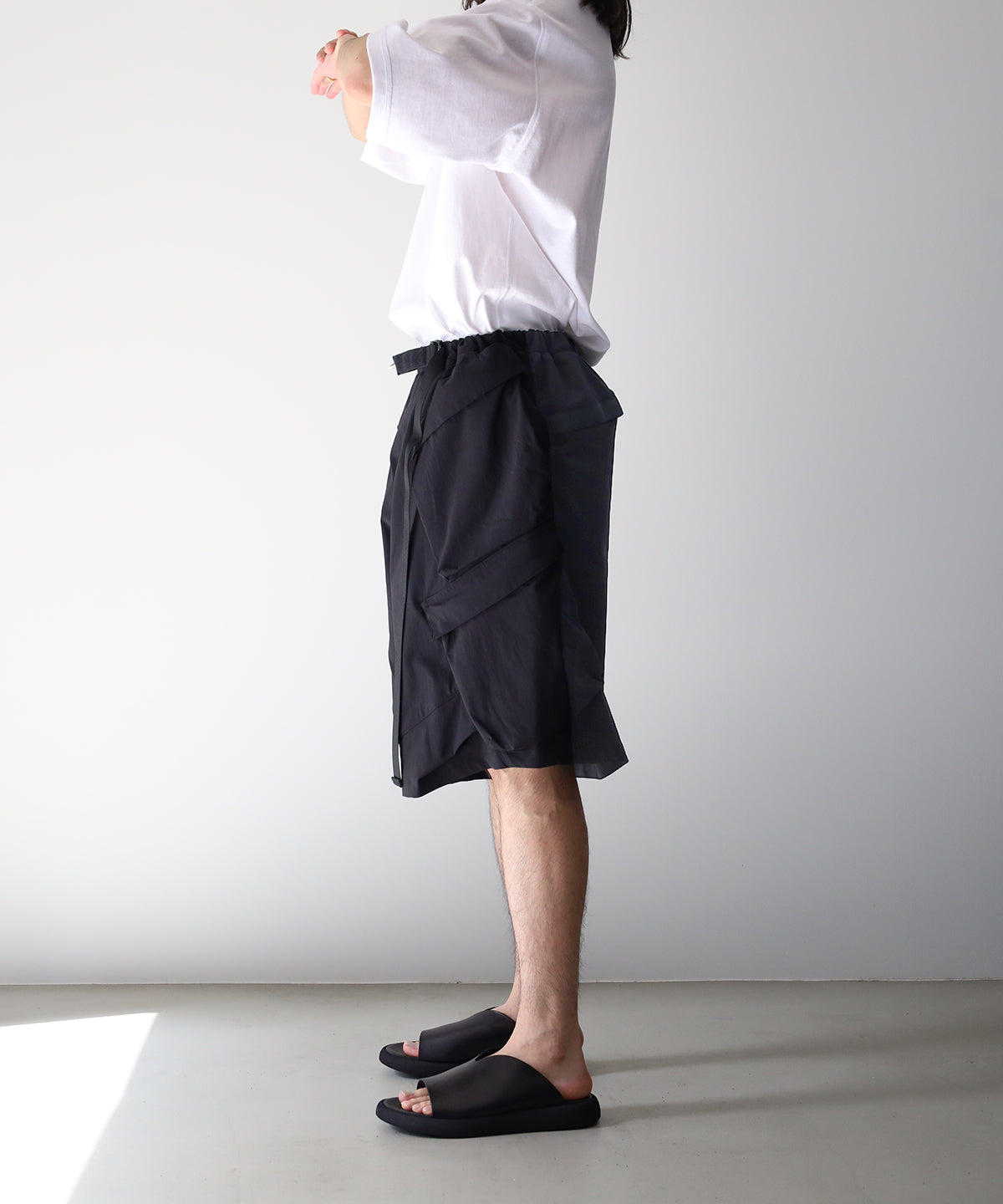 LAST1>> SP56A-M NYLON STRETCH DOUBLE CARGO SHORT PANTS